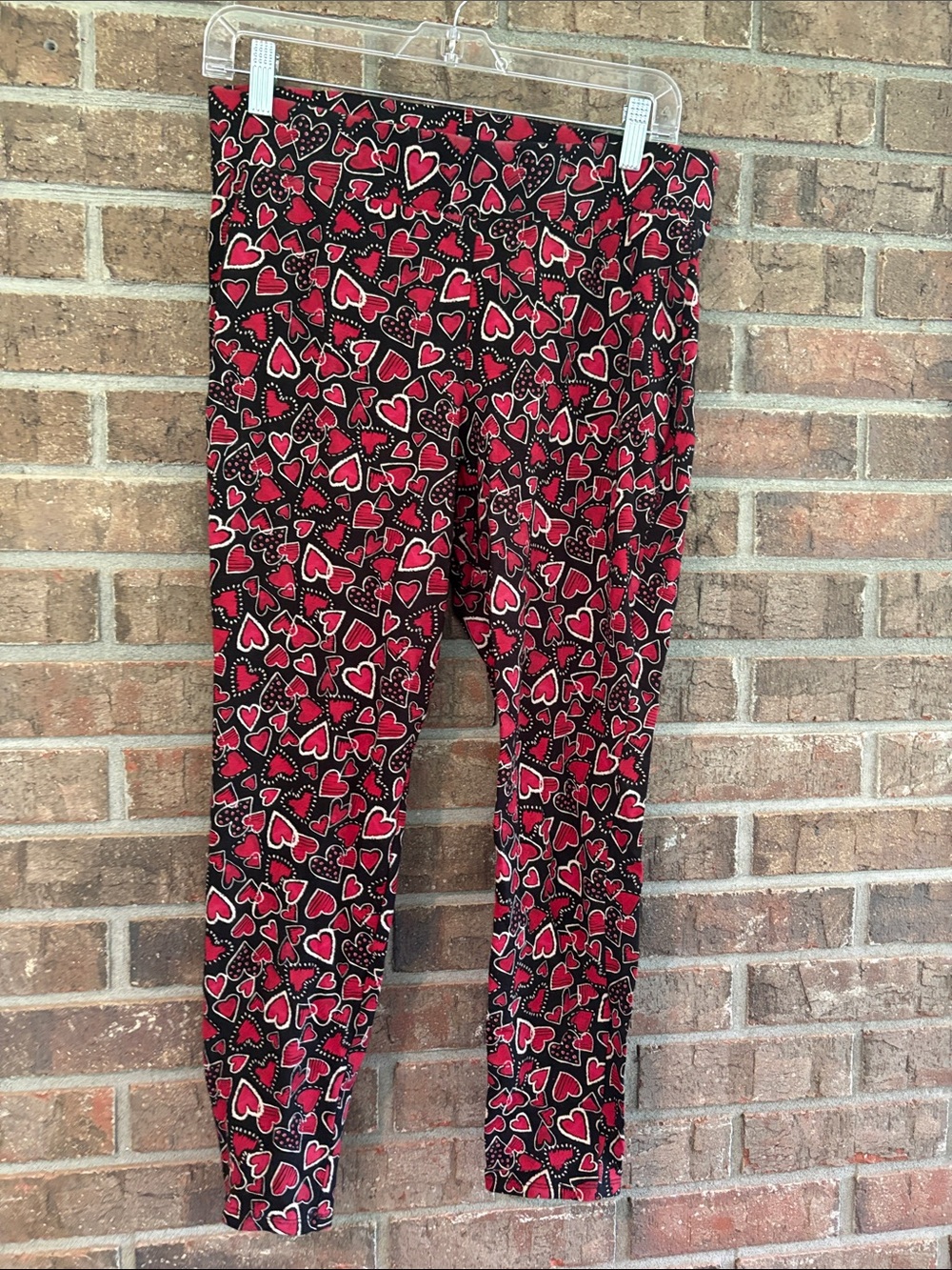 torrid Black Leggings with Red Heart Pattern